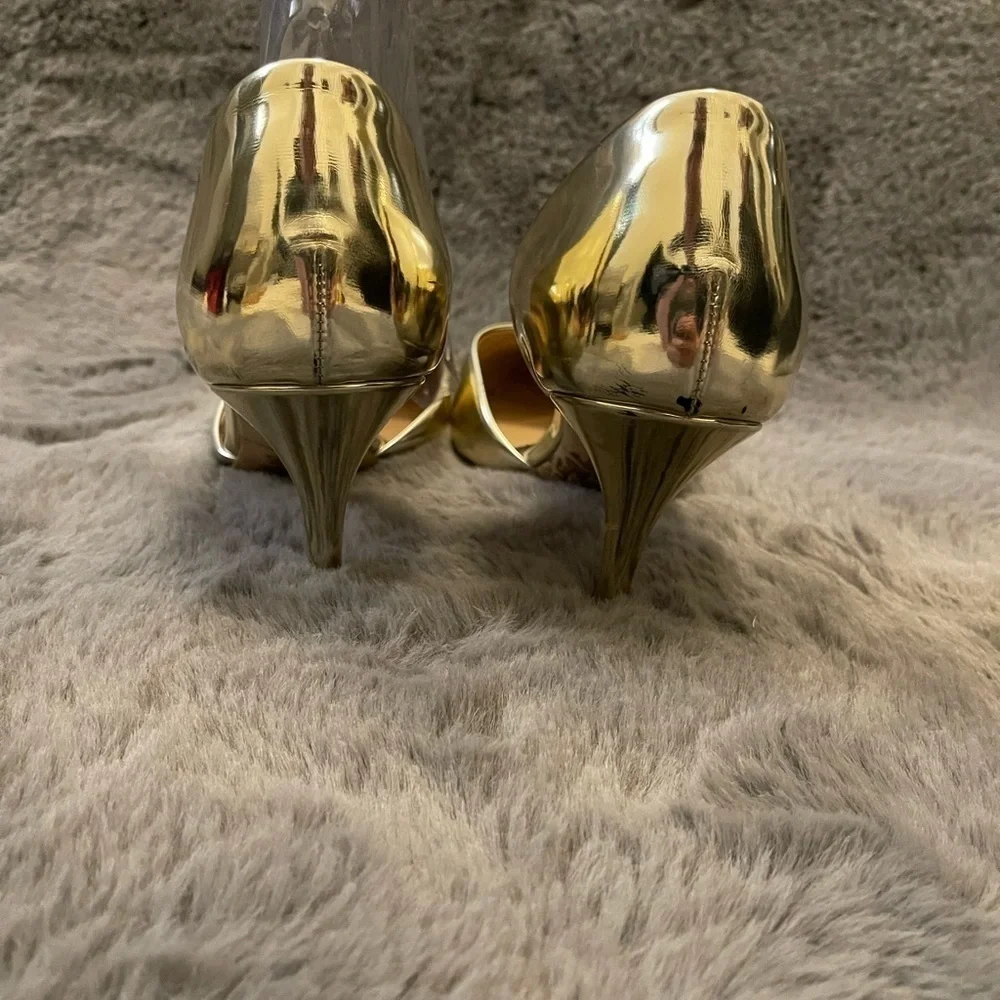 ‼️MADE IN ITALY‼️ J. Crew Gold Dorsey Heels 4 inch - Picture 3 of 4